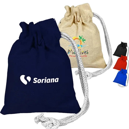 100% Cotton Sheeting Coin Drawstring Bag