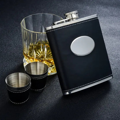 Premium Stainless Steel Flask Set with Shot Cups