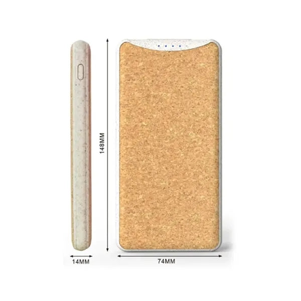 10000Ma Eco-Friendly Cork Finish Solar Power Bank