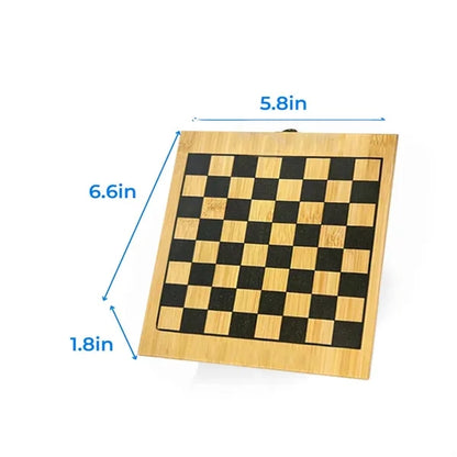 4 in 1 Wooden Chess Set with Wine Opener Kit