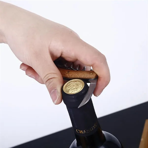4 in 1 Wooden Chess Set with Wine Opener Kit