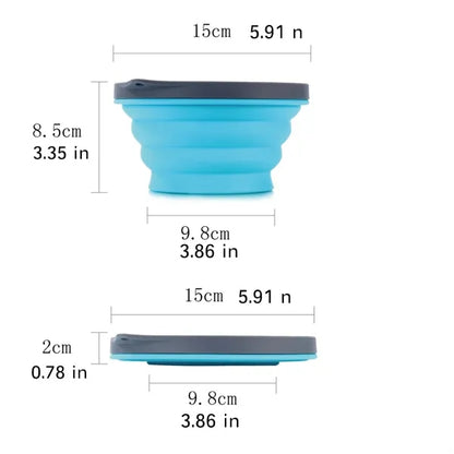 Silicone Collapsible Bowl with Lid Folding Travel Bowls