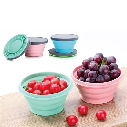 Silicone Collapsible Bowl with Lid Folding Travel Bowls