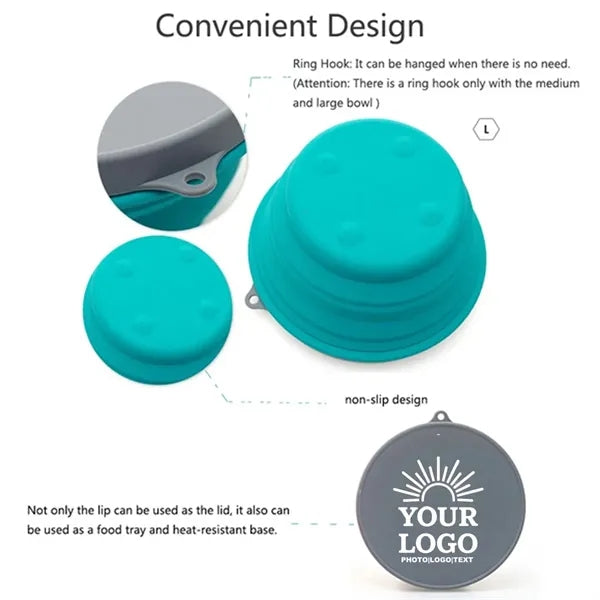 Silicone Collapsible Bowl with Lid Folding Travel Bowls
