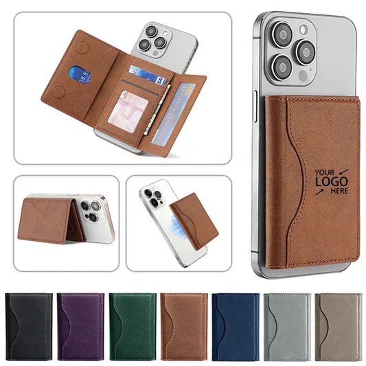 Magnetic Tri-Fold Wallet with Card Slots and Stand