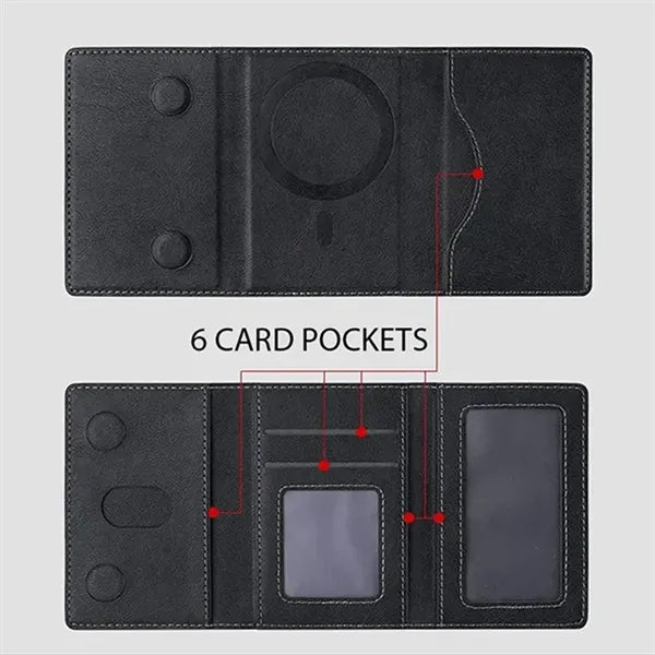 Magnetic Tri-Fold Wallet with Card Slots and Stand