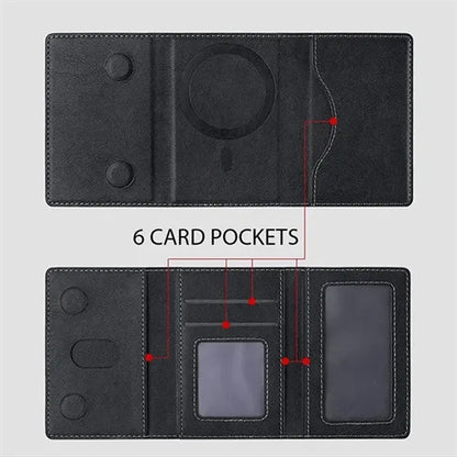 Magnetic Tri-Fold Wallet with Card Slots and Stand