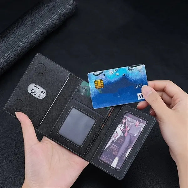 Magnetic Tri-Fold Wallet with Card Slots and Stand