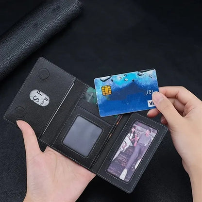 Magnetic Tri-Fold Wallet with Card Slots and Stand
