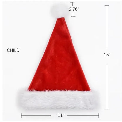Extra Thick Velvet Christmas Santa Hat for Adults and Kids