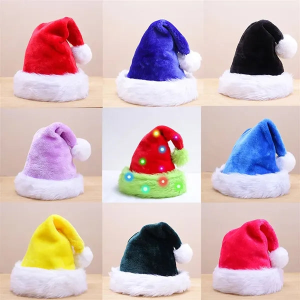 Extra Thick Velvet Christmas Santa Hat for Adults and Kids