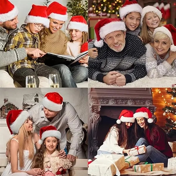 Extra Thick Velvet Christmas Santa Hat for Adults and Kids