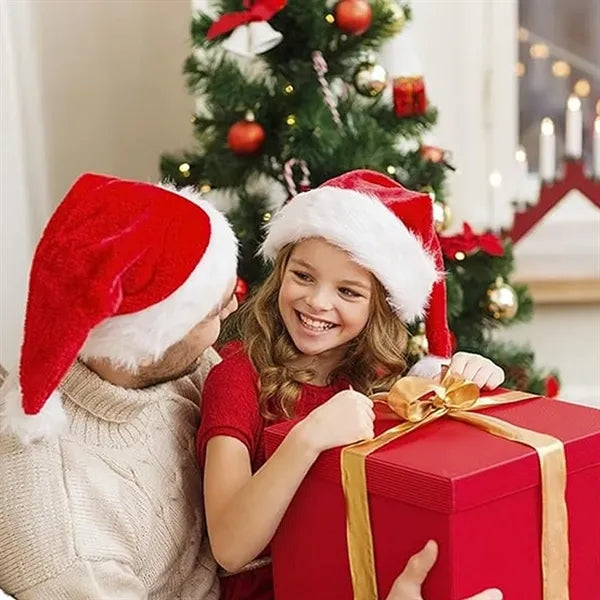 Extra Thick Velvet Christmas Santa Hat for Adults and Kids