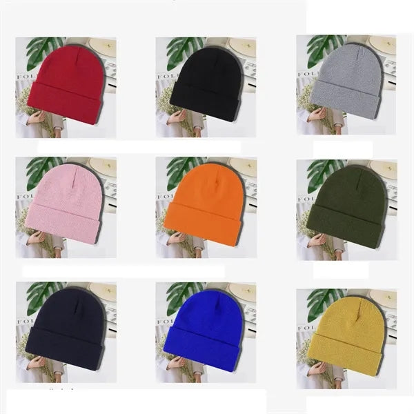 Unisex Solid Color Winter Warm Brimless Knit Beanie
