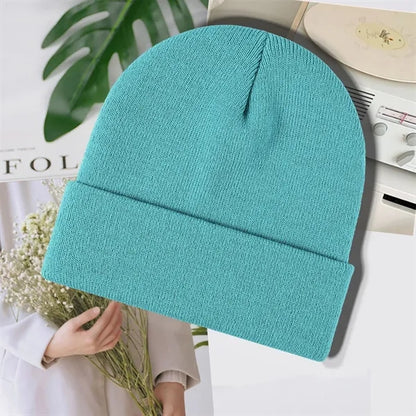 Unisex Solid Color Winter Warm Brimless Knit Beanie