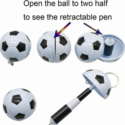 Retractable Keychain Soccer Ball Fun Novelty Gel Ink Pen