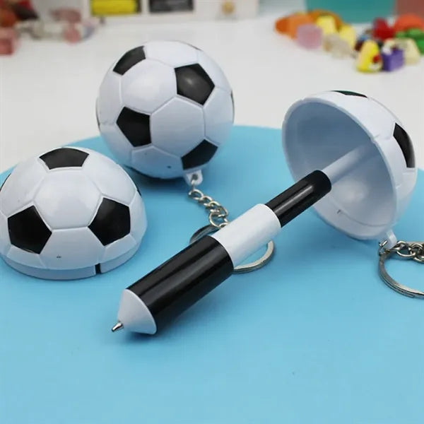 Retractable Keychain Soccer Ball Fun Novelty Gel Ink Pen
