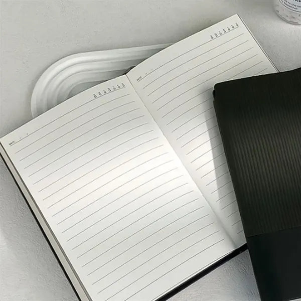 Lay-Flat Ink-Resistant Bookmark PU Leather Snap Notebook