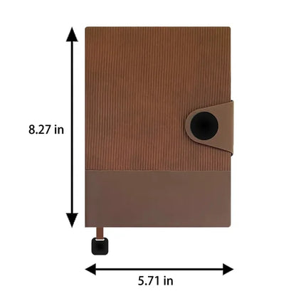 Lay-Flat Ink-Resistant Bookmark PU Leather Snap Notebook