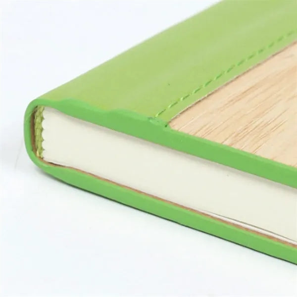 Elastic Closure Bamboo Hard Cover Notebook with Pen Sleeve