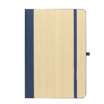 Elastic Closure Bamboo Hard Cover Notebook with Pen Sleeve
