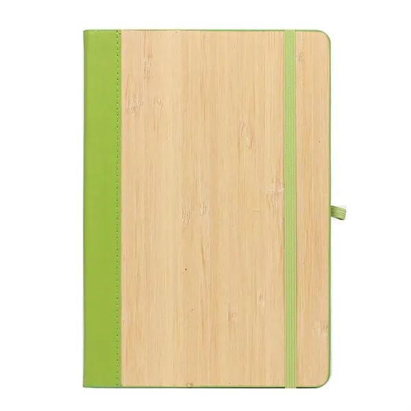 Elastic Closure Bamboo Hard Cover Notebook with Pen Sleeve