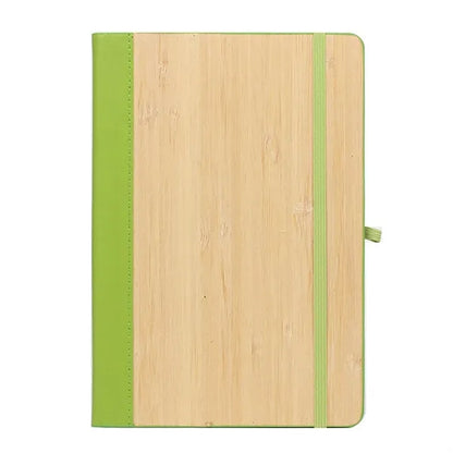 Elastic Closure Bamboo Hard Cover Notebook with Pen Sleeve