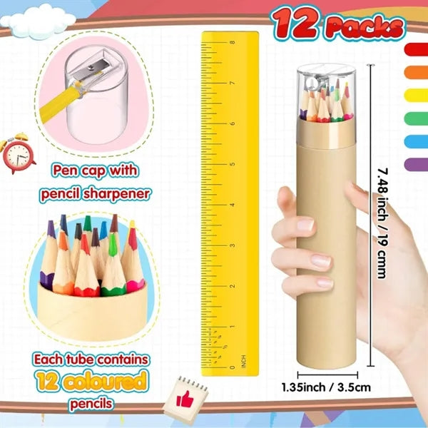 12-Piece Colored Pencils Tube With Sharpener