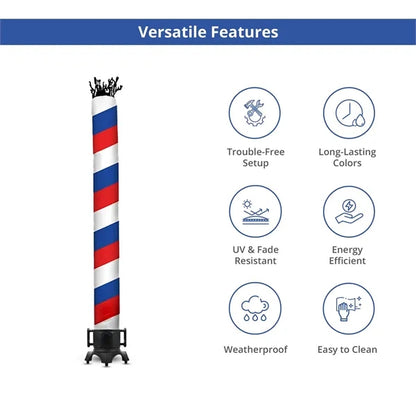 Barber Pole (Red, White, Blue) Tube with Blower
