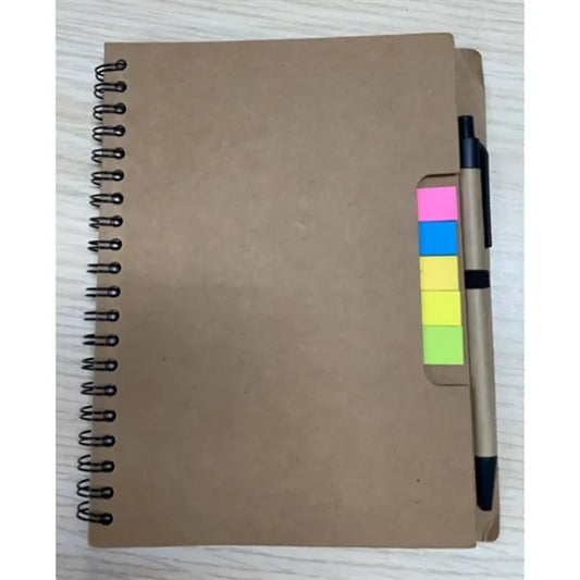 Kraft Paper Cover Spiral Notebook with Matching Pens