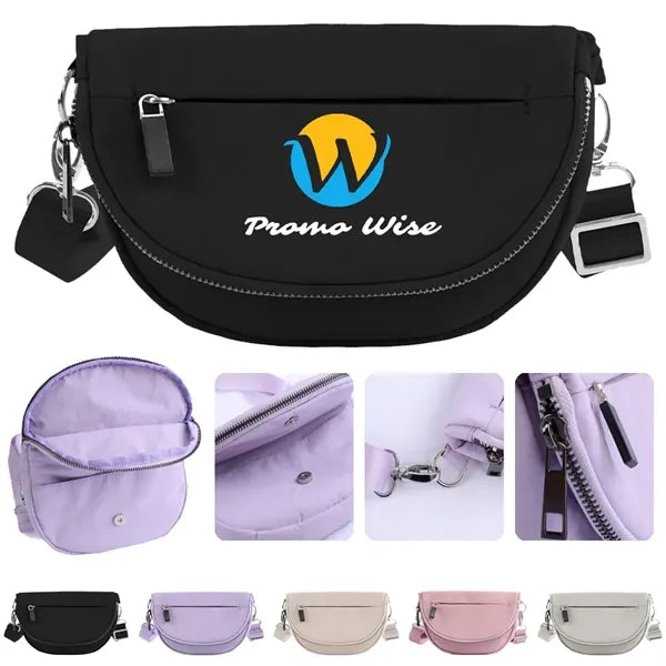 Foldable Multi-Pocket Waterproof Semicircle Crossbody Bag