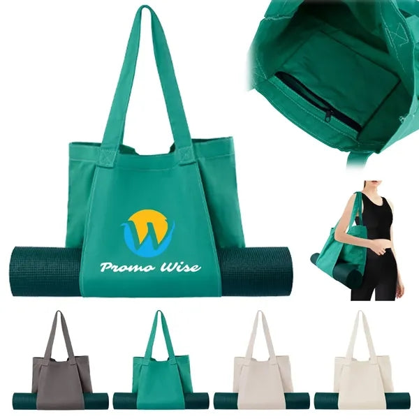 Spacious Adjustable Strap Durable Canvas Yoga Mat Tote Bag