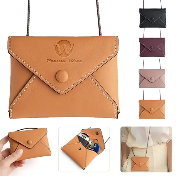 Adjustable Strap Multi-Wear Mini Cowhide Envelope Purse
