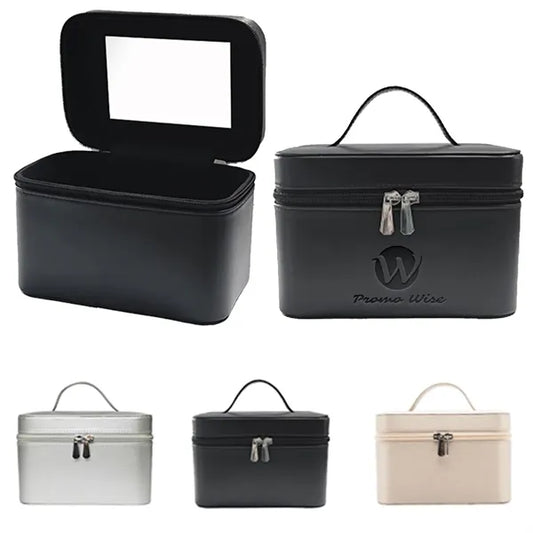 Stain-Resistant Waterproof PU HD Glass Mirror Makeup Bag