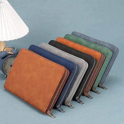 A5 Leather Binder Notebook with Zipper