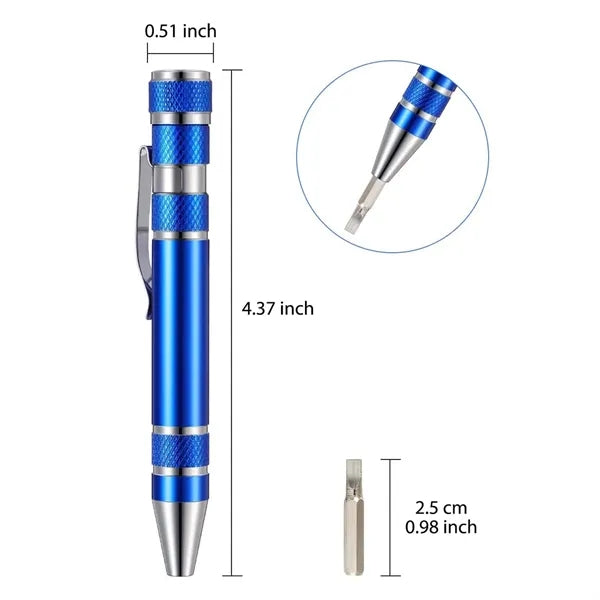 8-in-1 Aluminum Pen Style Tool Kit