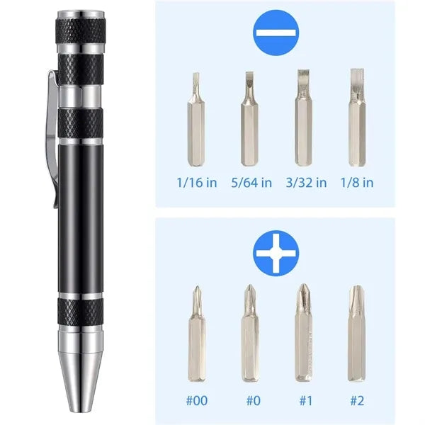 8-in-1 Aluminum Pen Style Tool Kit