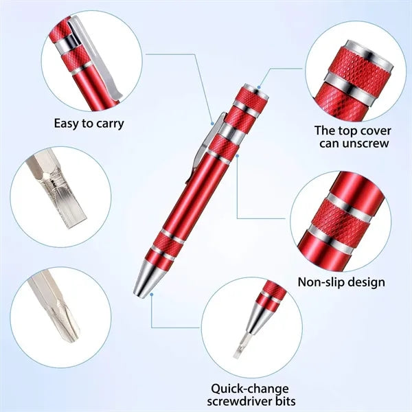 8-in-1 Aluminum Pen Style Tool Kit