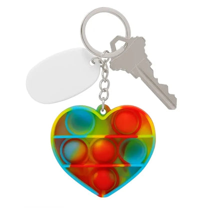 Push Pop Bubble Heart Fidget Sensory Keychain