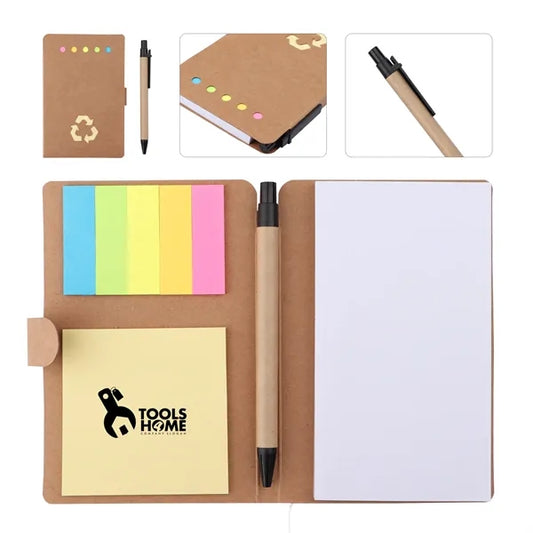 4"x6" Kraft Paper Colored Sticky Notebook With Pen