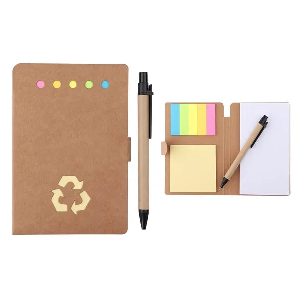 4"x6" Kraft Paper Colored Sticky Notebook With Pen