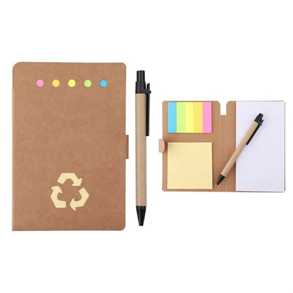 4"x6" Kraft Paper Colored Sticky Notebook With Pen