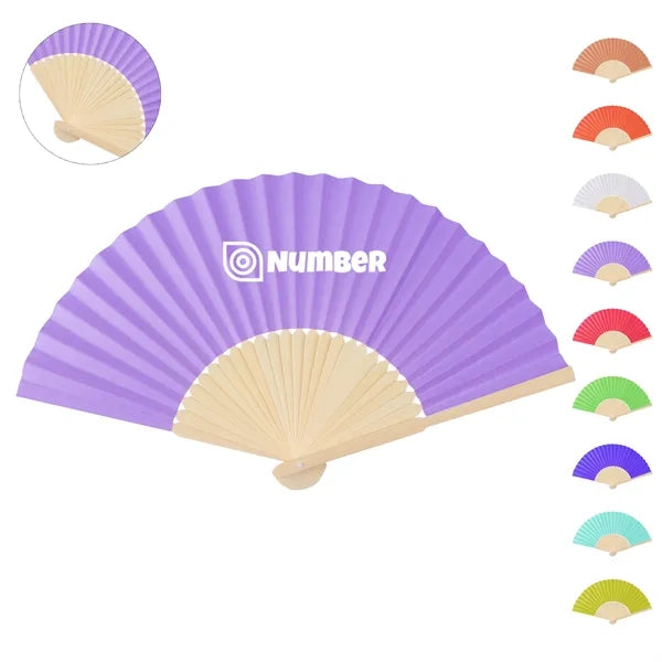 8.3"x15" Full Color Paper Folding Hand Fans W/ Bamboo Frame