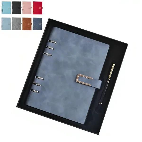 A5 Leather Binder Notebook Set with Pen