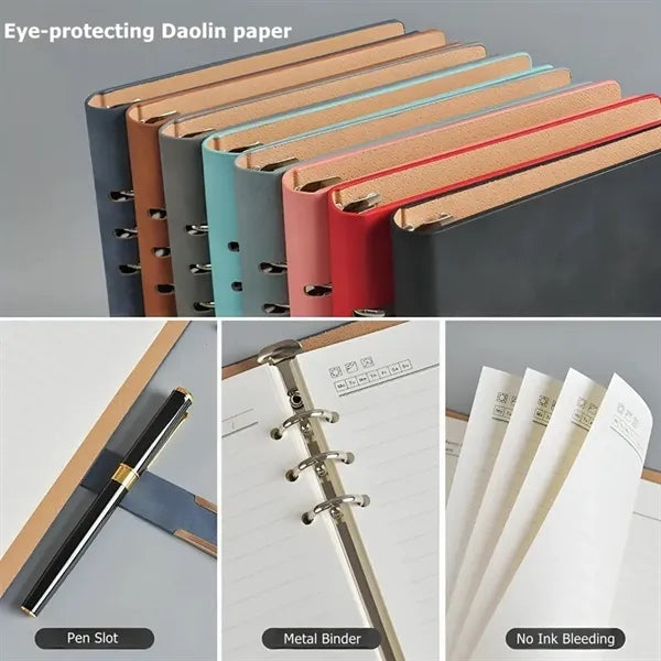 A5 Leather Binder Notebook Set with Pen