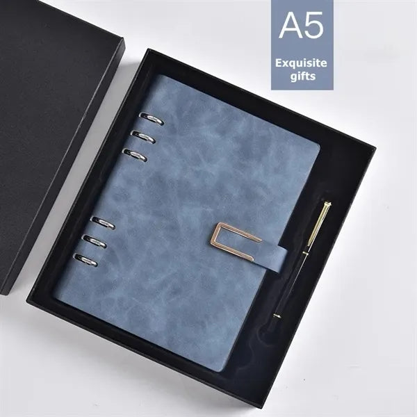 A5 Leather Binder Notebook Set with Pen