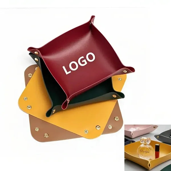 Foldable Leather Valet Tray Folding Travel Organizer