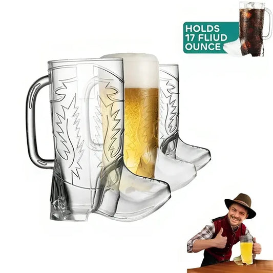17oz Large Creative Cowboy Boot Mugs Hard Plastic