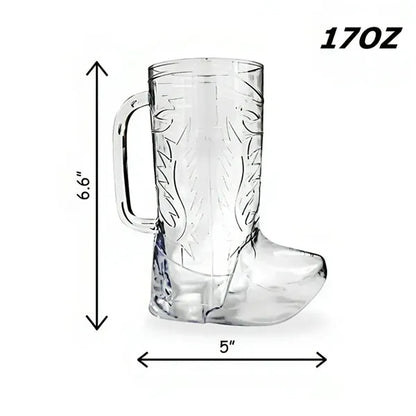 17oz Large Creative Cowboy Boot Mugs Hard Plastic