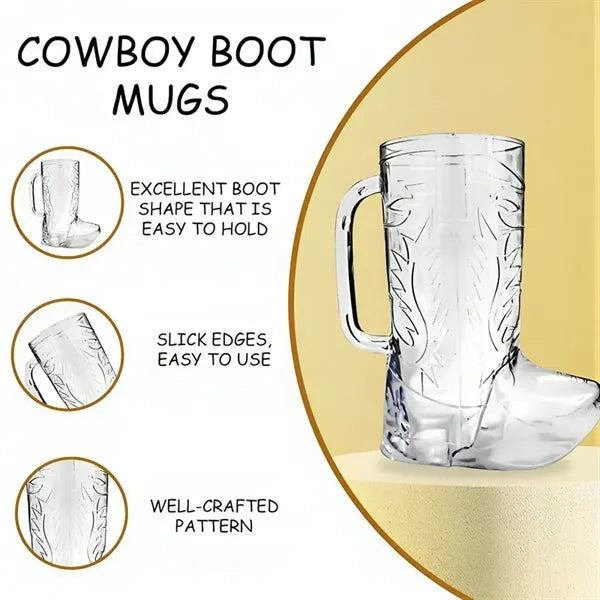 17oz Large Creative Cowboy Boot Mugs Hard Plastic